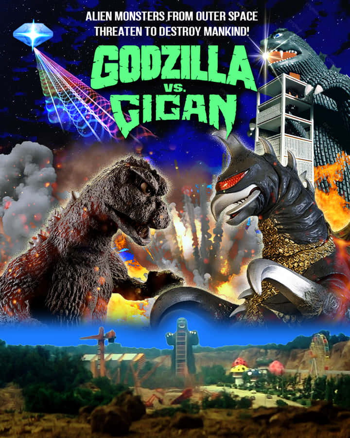 Godzilla And Gigan Locked In An Epic Battle Wallpaper
