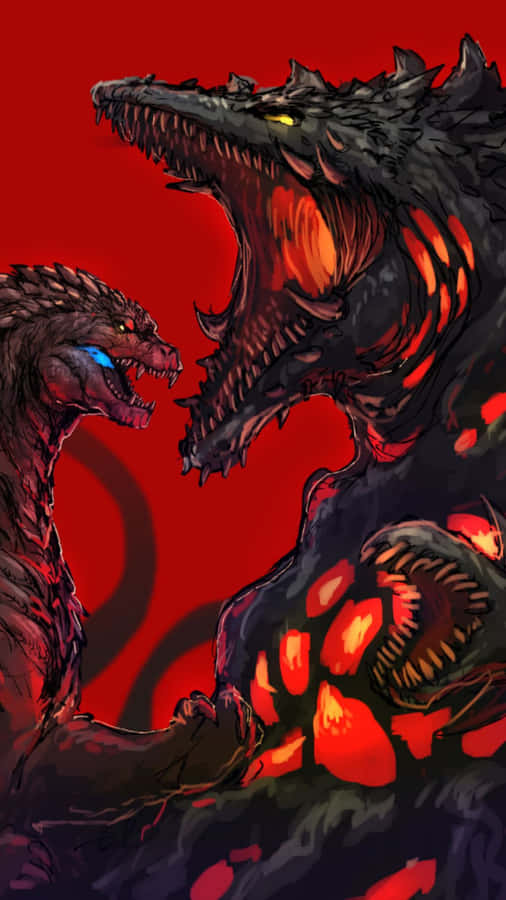 Godzilla Battles Biollante In An Intense Showdown Wallpaper