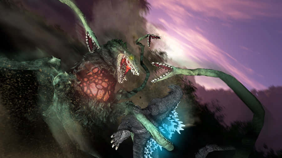 Godzilla Faces Off Against Biollante In An Epic Battle Wallpaper