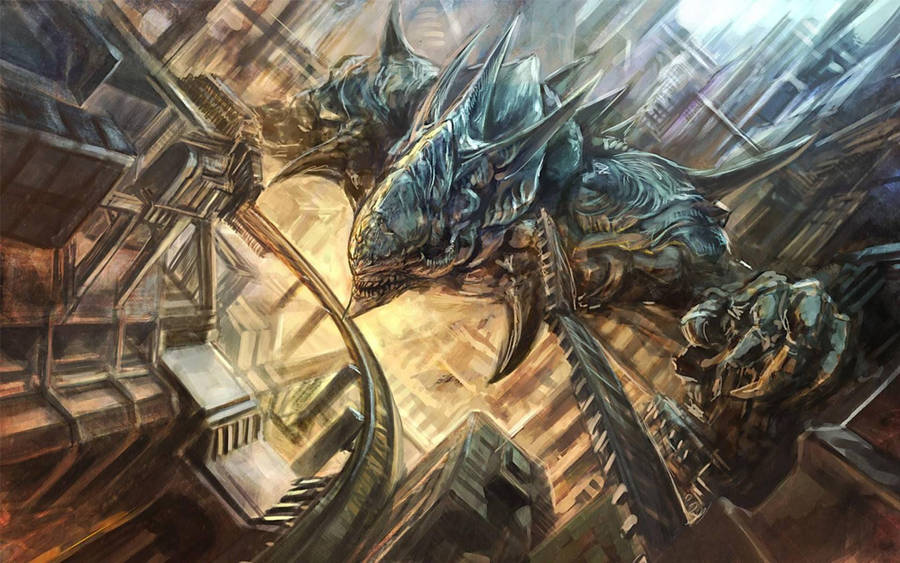 Godzilla Resurging From The Depths Of The Ocean Wallpaper