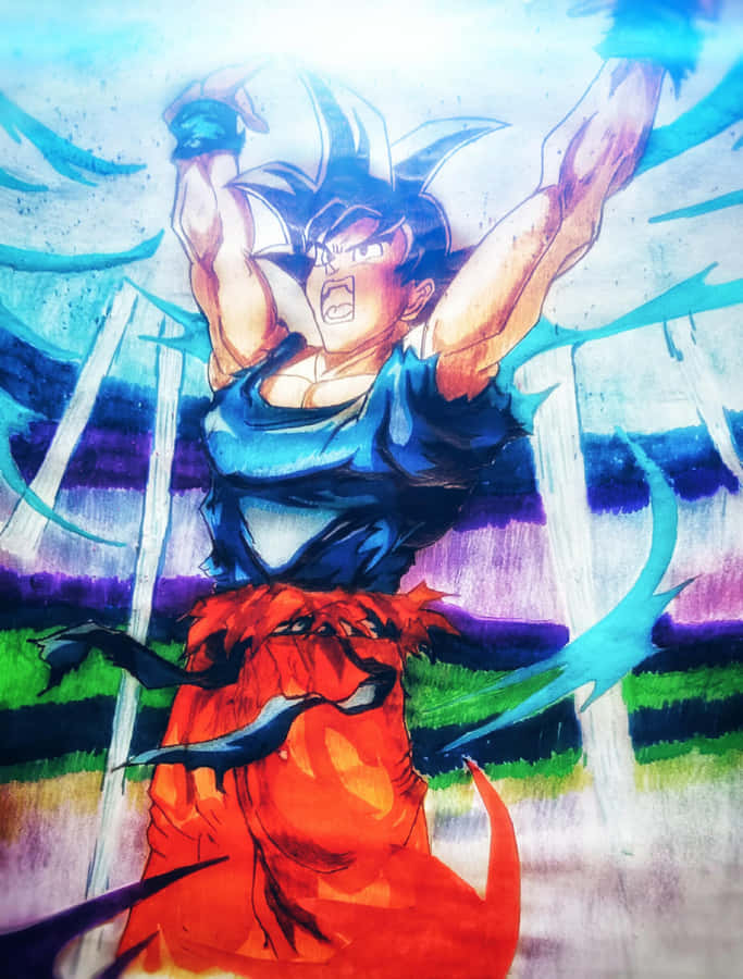 Goku's Spirit Sword Imbued With Power From The Spirit Bomb. Wallpaper