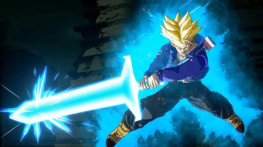 Goku Unleashing The Power Of The Spirit Bomb Sword Wallpaper