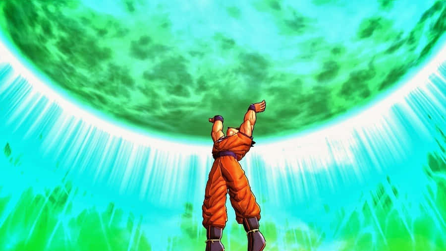 Goku Uses His Spirit Bomb Sword To Defend The Earth Wallpaper