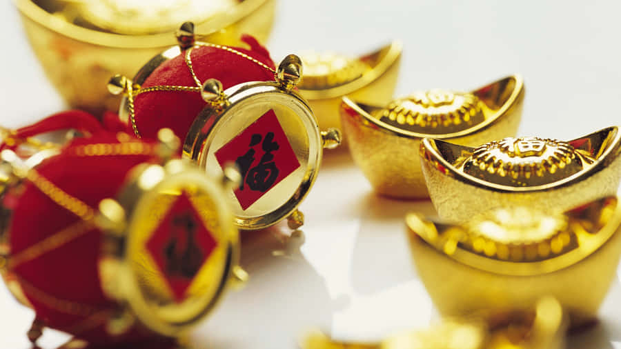 Gold Ingots And Chinese Decorations Wallpaper