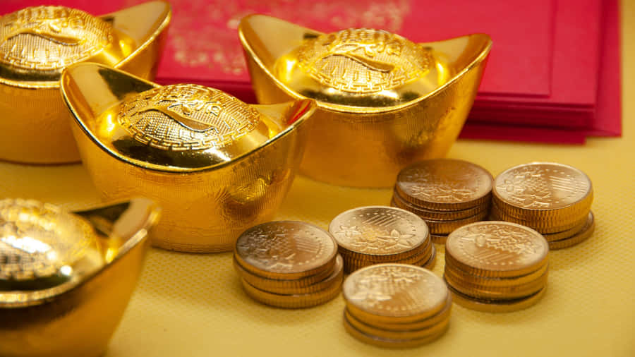 Gold Ingots And Coins Wallpaper