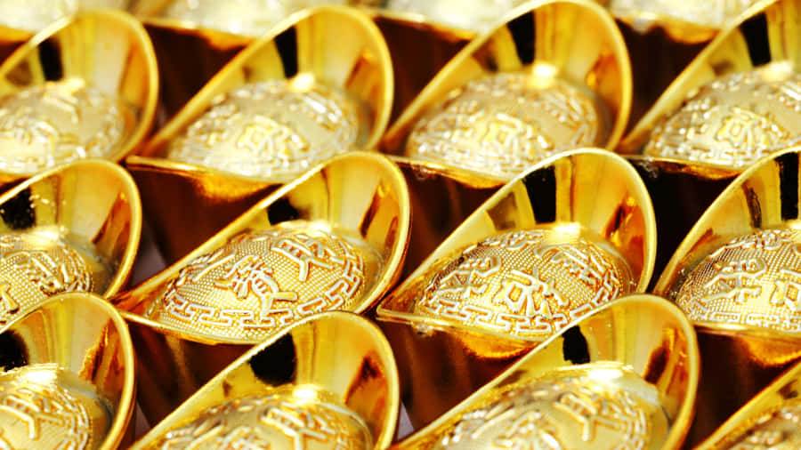 Gold Ingots Stacked Neatly Wallpaper