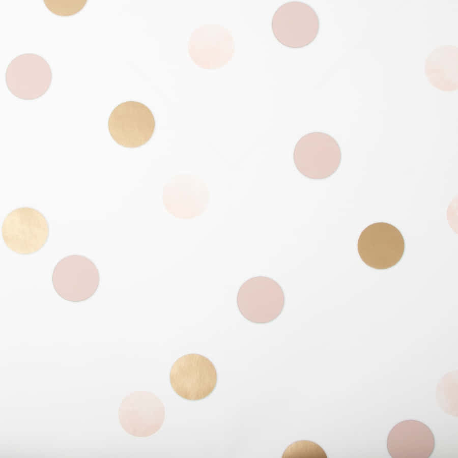 Gold, Pink, And White Polka Dot Wallpaper
