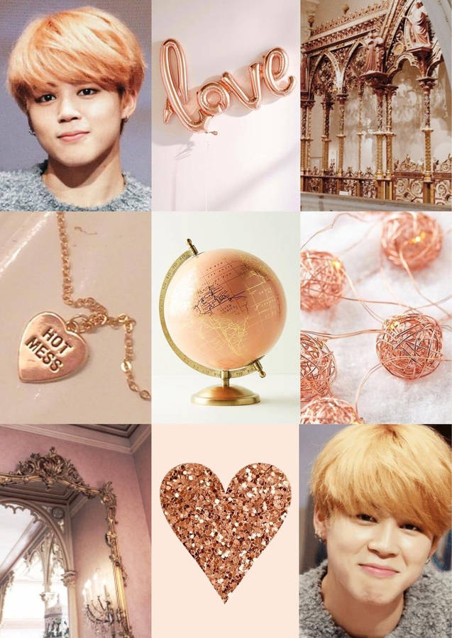 Gold Rose Jimin Aesthetic Wallpaper