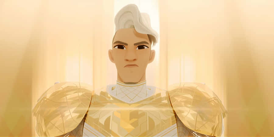 Golden Armored Character Illustration Wallpaper