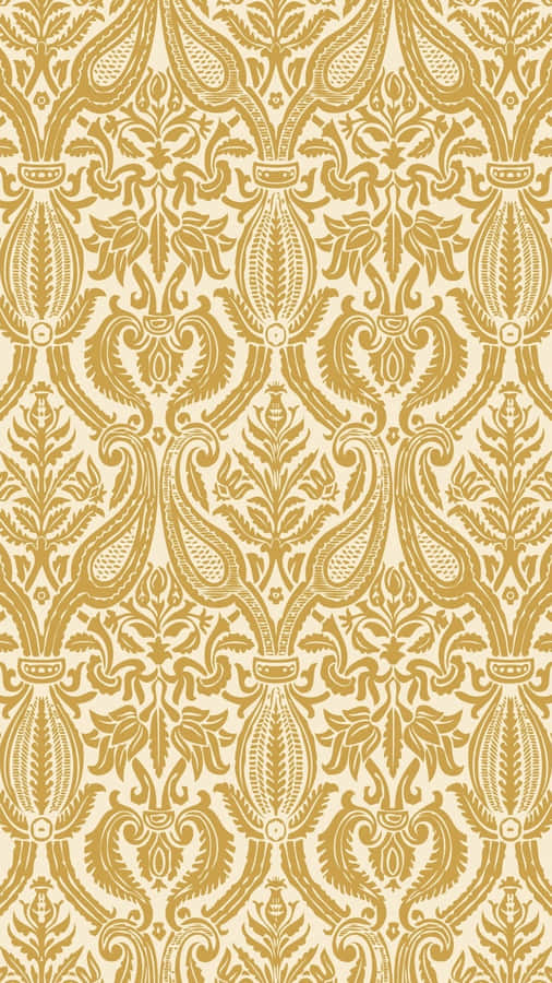Golden Damask Pattern Texture Wallpaper
