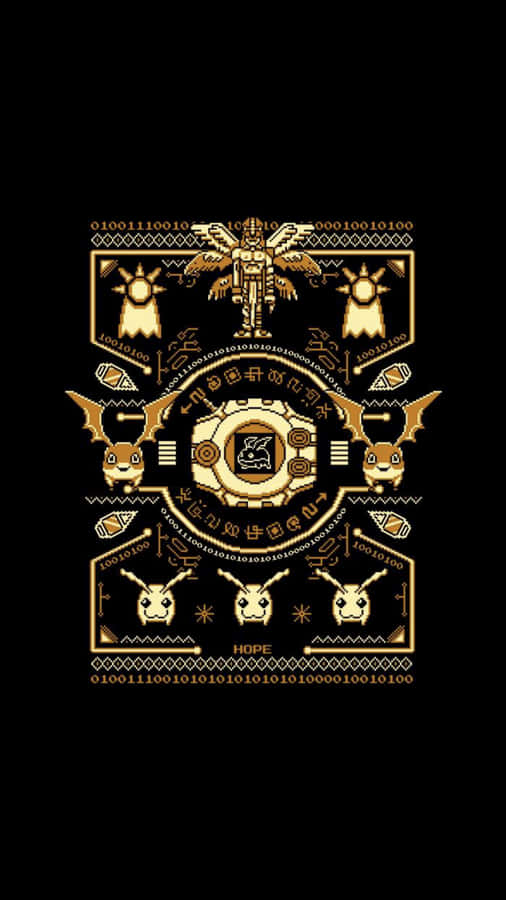Golden Digimon Patamon Symmetry Art Wallpaper
