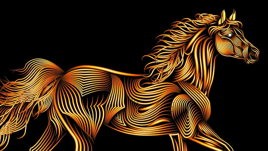 Golden Horse Artistic Illustration Wallpaper