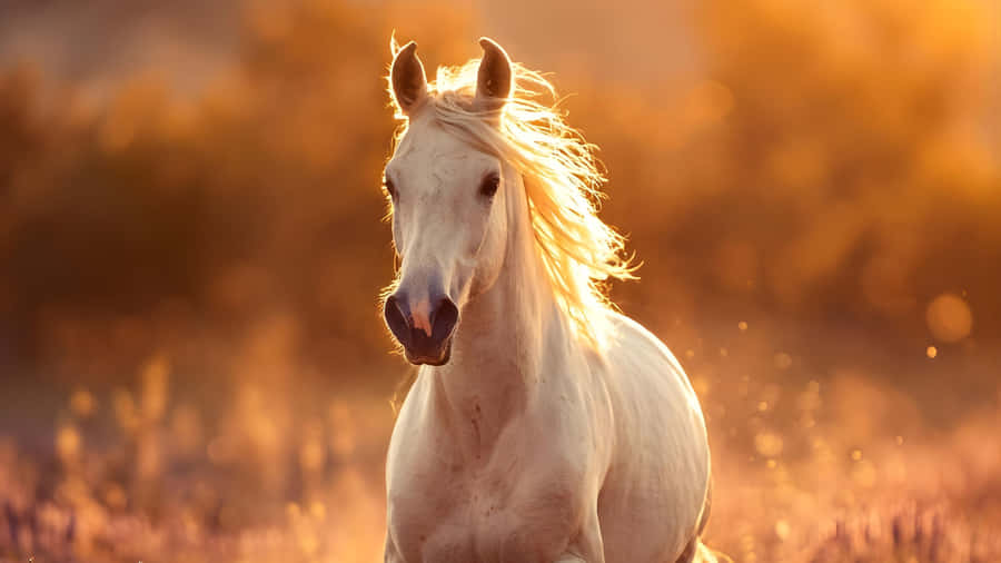 Golden Horse In Sunset Wallpaper