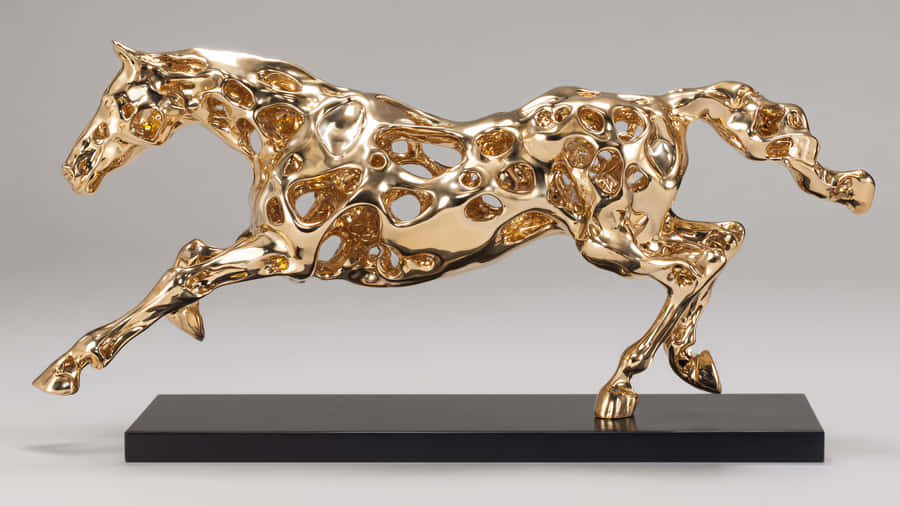 Golden Horse Sculpture Art Wallpaper