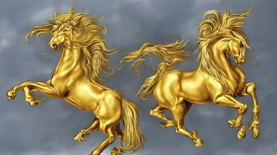 Golden Horse Statue Design Wallpaper