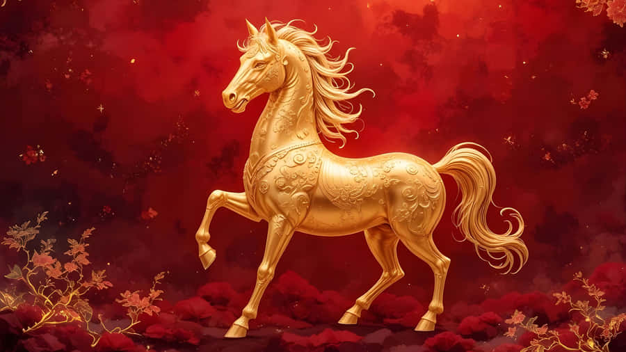 Golden Horse Statue Symbolism Wallpaper
