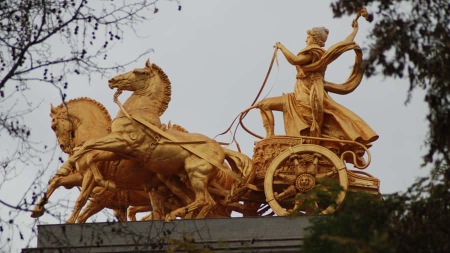 Golden Horse Statue Symbolism Wallpaper