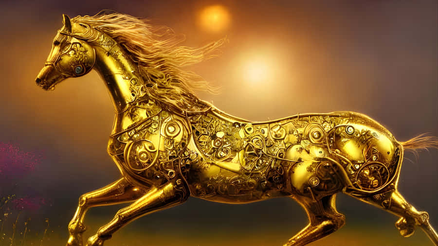 Golden Horse Trophy Design Wallpaper