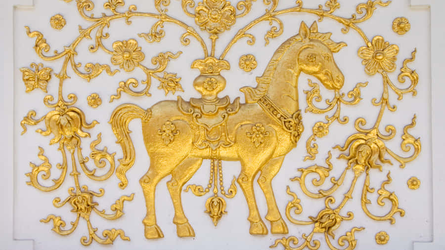 Golden Horse Wall Art Wallpaper