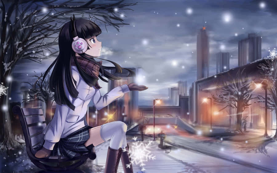 Google Anime Snow Falling Wallpaper