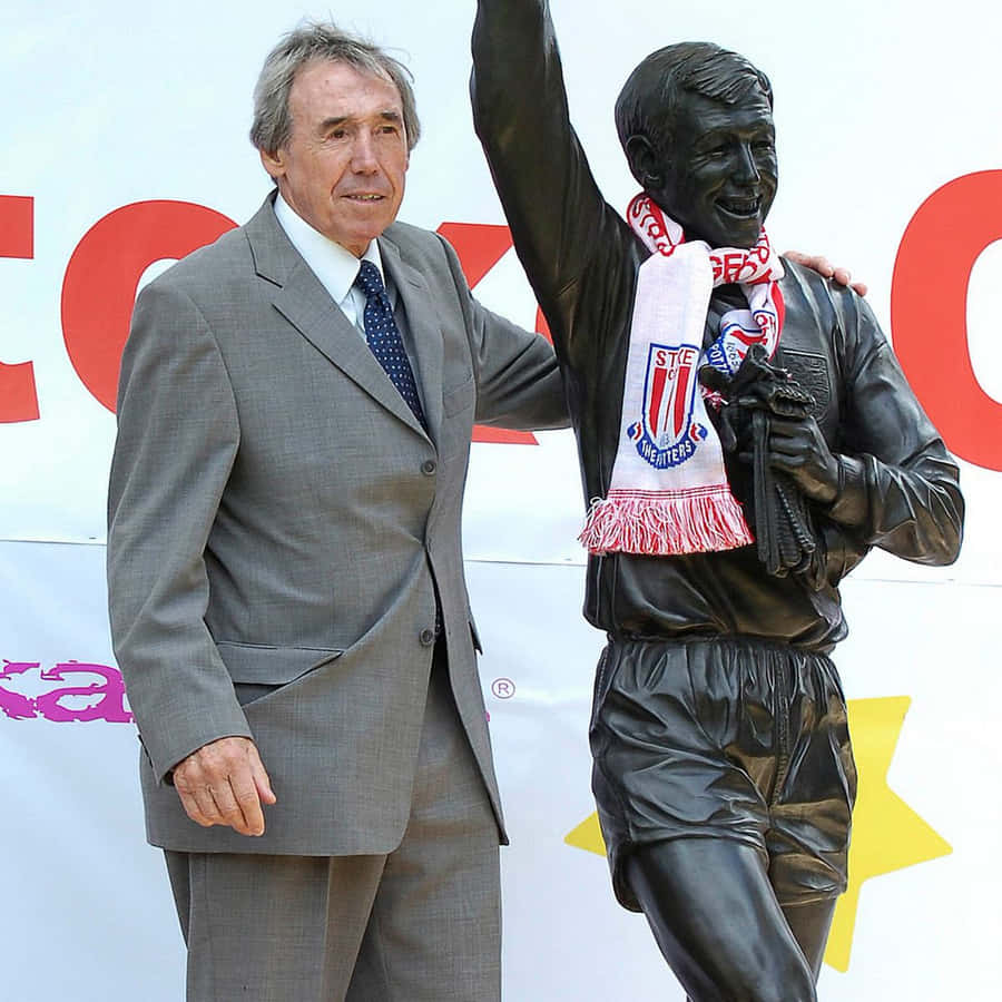 Gordon Banks Next To Statue Wallpaper