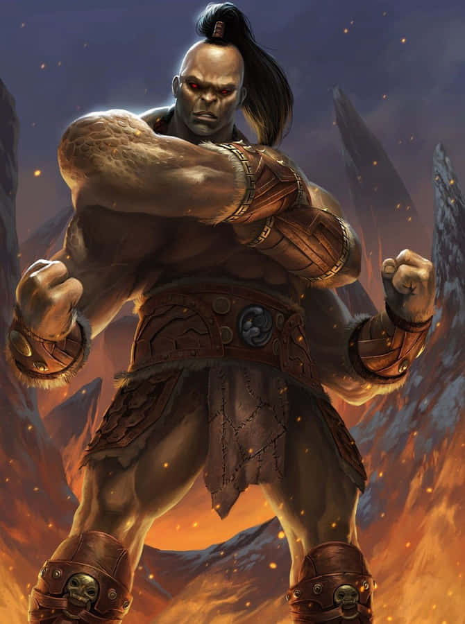 Goro, The Powerful Half-human Half-dragon Warrior, Striking A Fearsome Pose In Mortal Kombat. Wallpaper