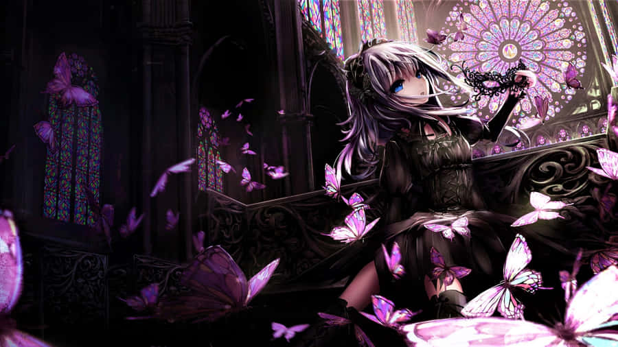 Goth Anime Girl In Cathedral Wallpaper