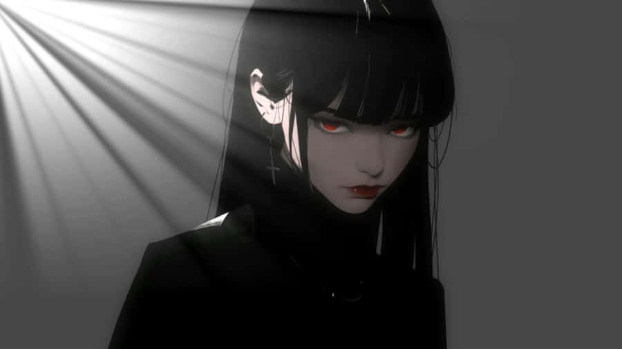Goth Anime Girl In Shadows Wallpaper