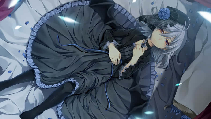 Goth Anime Girl Resting Wallpaper
