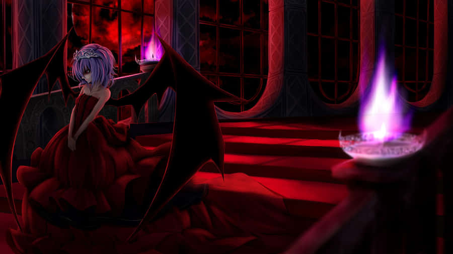 Goth Anime Girl With Wings Wallpaper