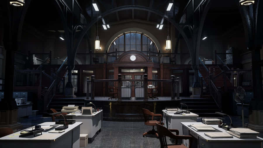 Gotham City Police Department At Night Wallpaper