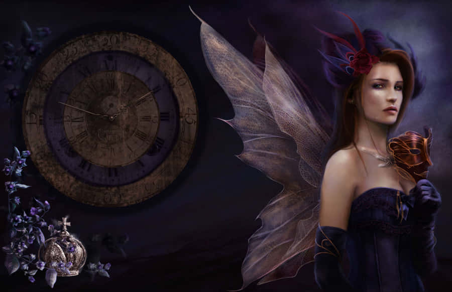 Gothic_ Fantasy_ Fairy_with_ Timepieces.jpg Wallpaper