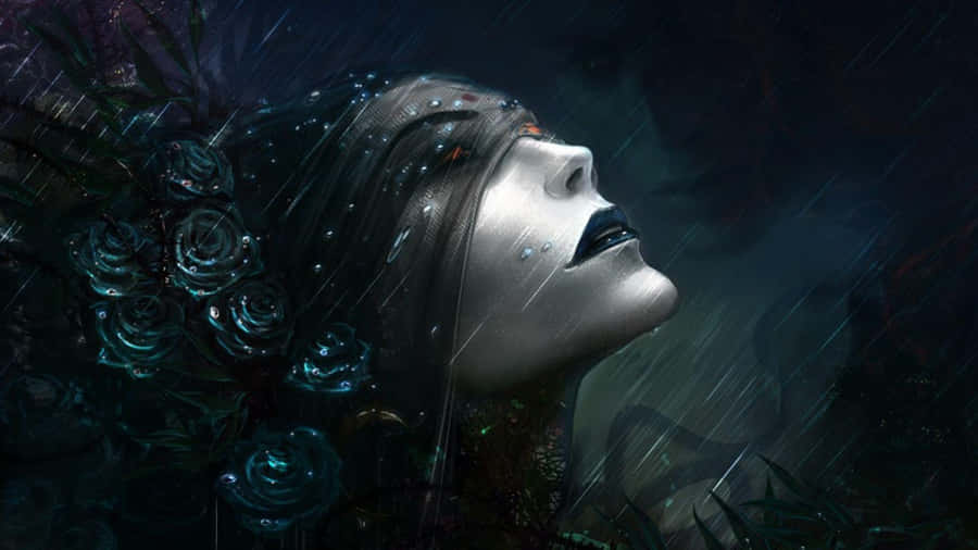 Gothic_ Fantasy_ Rainy_ Elegance Wallpaper