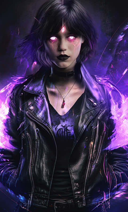 Gothic Girlwith Glowing Eyes Artwork Wallpaper