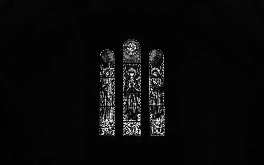 Gothic_ Stained_ Glass_ Triptych Wallpaper