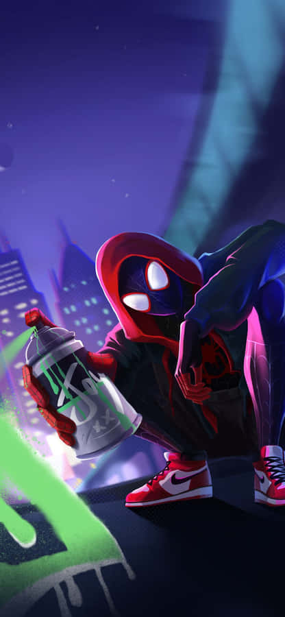 Graffiti Marvel Spider Man Miles Morales Iphone Wallpaper