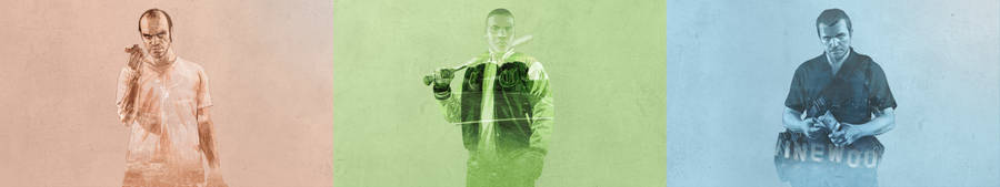 Grand Theft Auto V Colorful Protagonists Wallpaper