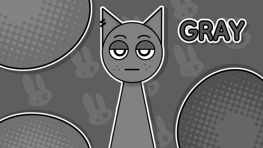 Gray Cat Character Sprunki Wallpaper