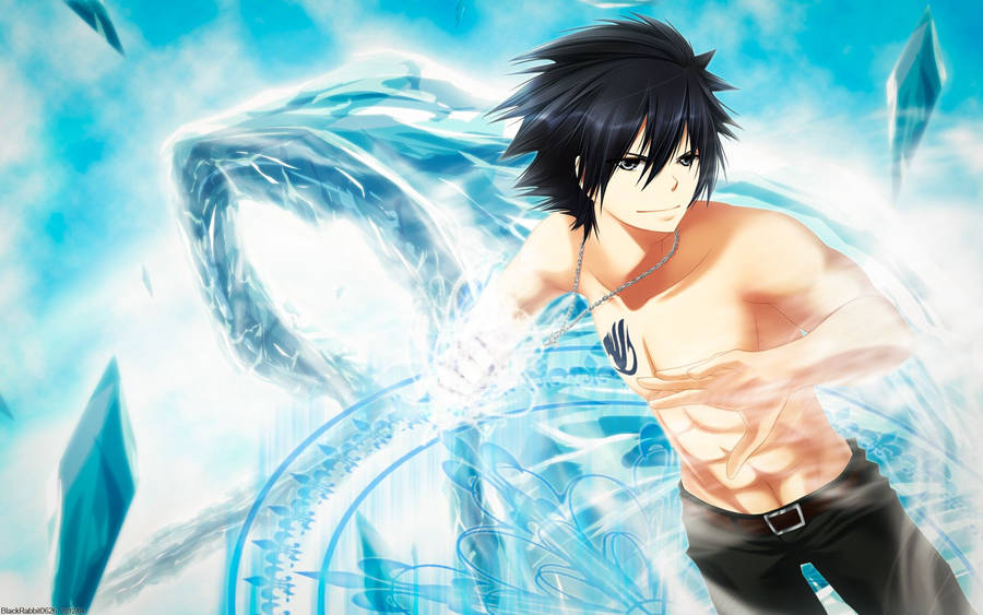 Gray Fullbuster Ready To Cast A Spell In Fairy Tail Wallpaper