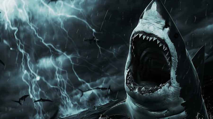 Great_ White_ Shark_ Stormy_ Sea Wallpaper