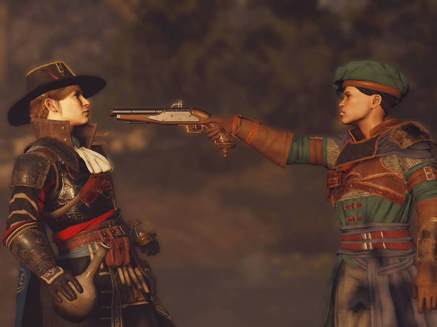 Greedfall Aphra Versus De Sardet Wallpaper