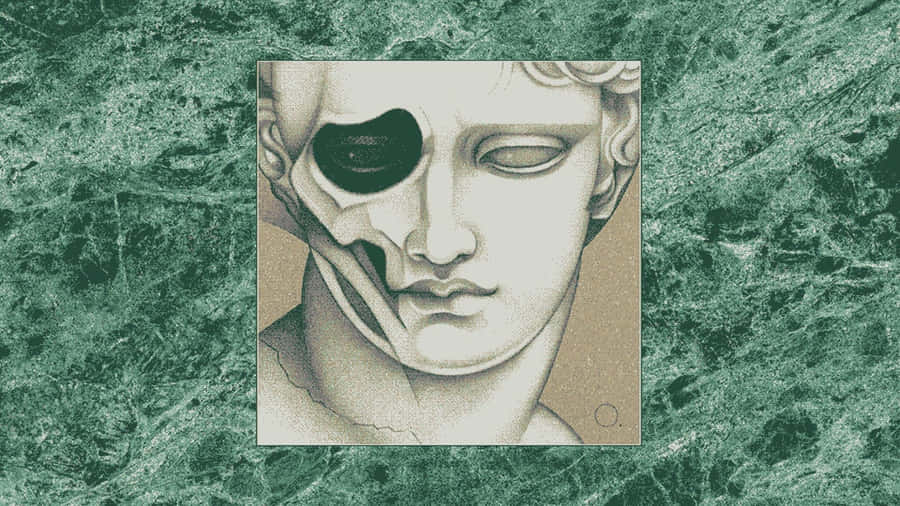 Green Aesthetic Desktop Statue Wallpaper