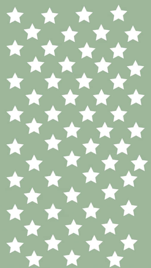 Green Background White Stars Pattern Wallpaper