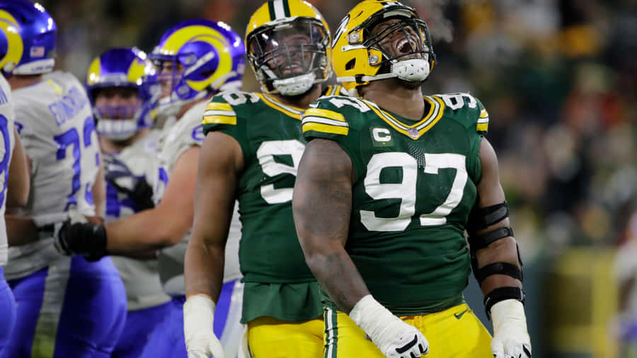 Green Bay Packers Kenny Clark Versus Los Angeles Rams Wallpaper