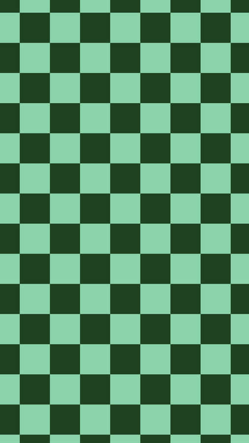 Green Black Checkerboard Pattern Wallpaper