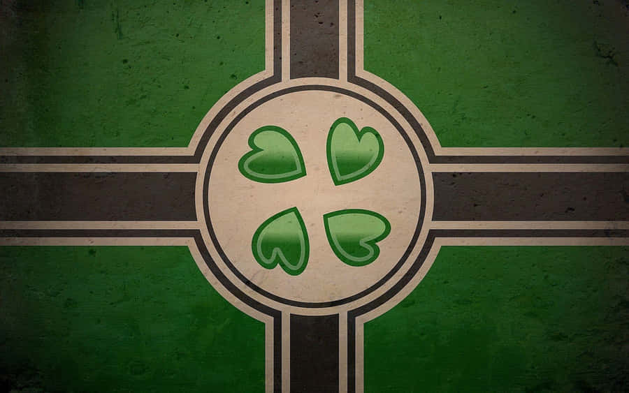 Green_ Clover_on_ Flag_ Background Wallpaper
