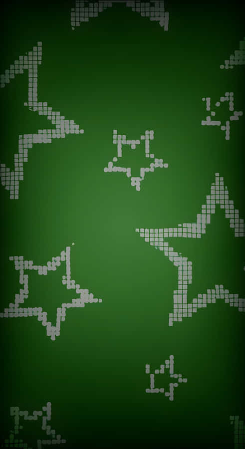 Green Cyber Star Pattern Wallpaper
