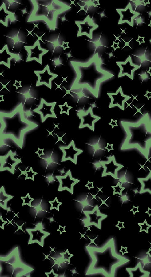 Green Cyber Star Pattern Wallpaper