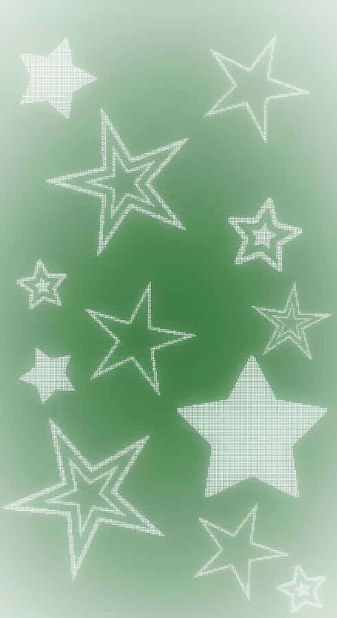 Green Cyber Star Pattern Wallpaper