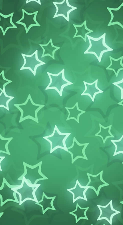 Green Cyber Star Pattern Wallpaper